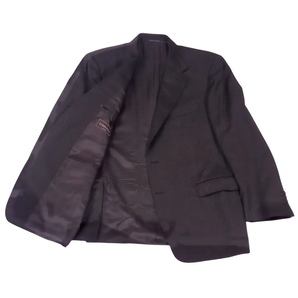 Canali Mens Charcoal Gray 100% Wool 2 Button Blazer Sport Coat Made in Italy 46R